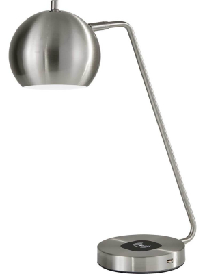 Epernay Wireless Charge Desk Lamp Brushed Steel