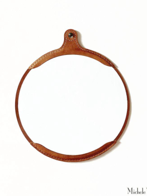 Leather Round Mirror