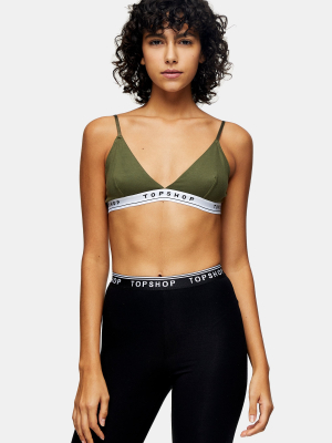 Khaki Branded Jersey Triangle Bra