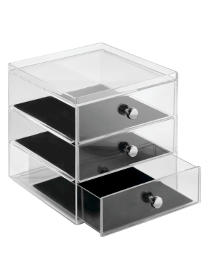 Interdesign 3 Drawer Polystyrene Jewelry Box - Clear/black