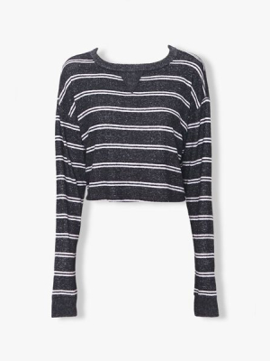 Striped V-notch Lounge Top