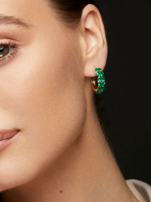 14kt Yellow Gold Emerald Diamond Ameka Earrings