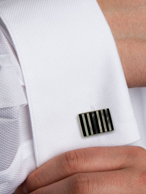 Cl549002 | Onyx And Mother Of Pearl Striped Cufflinks
