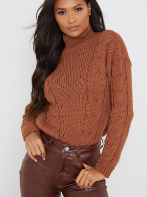 Rust Cable Turtle Knitted Sweater