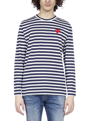 Comme Des Garçons Play Striped Heart Long-sleeve T-shirt