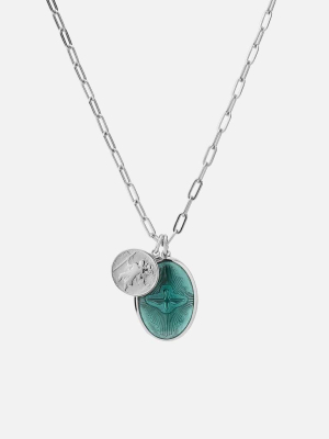 Mini Dove Cable Chain Necklace, Sterling Silver/teal