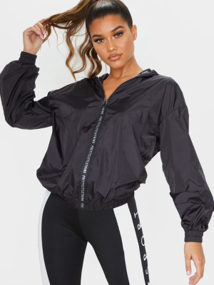 Prettylittlething Black Sport Zip Up Windbreaker