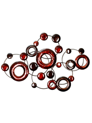 32" X 22" Metallic Circles Wall Décor Metallic Reds - Stratton Home Décor