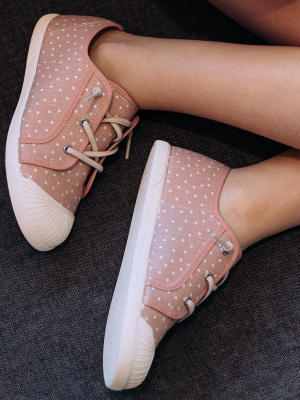 Canvas Elastic Sneaker In Pink Dots