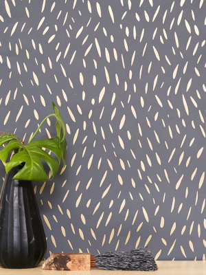 Palea Wallpaper In Gold On Charcoal By Thatcher Studio