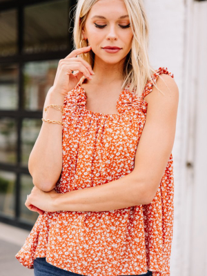 Heart Beats Fast Clay Orange Ditsy Floral Tank