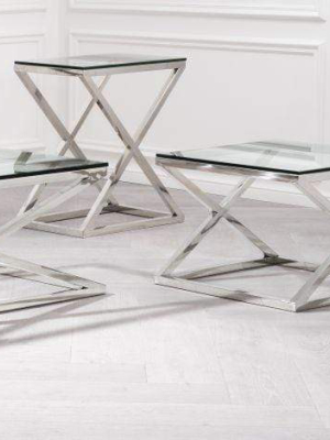 Eichholtz Criss Cross Low Side Table - Silver