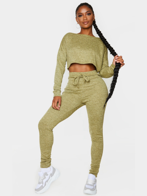 Shape Khaki Knit Tie Waist Leggings