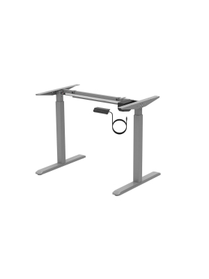 Monoprice Height Adjustable Sit-stand Riser Table Desk Frame - Grey With Electric Single Motor, Compatible With Desktops From 39 Inches Up To 63