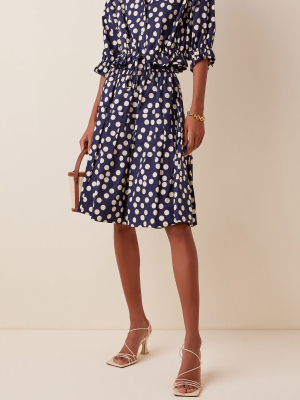 Polka-dot Print Ruffled Cotton Skirt