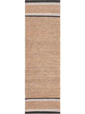 Natural Fiber Natural/black Runner Rug