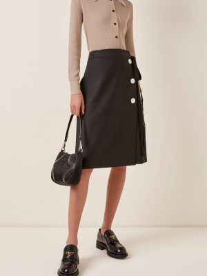 Button-embellished Mohair-blend Skirt