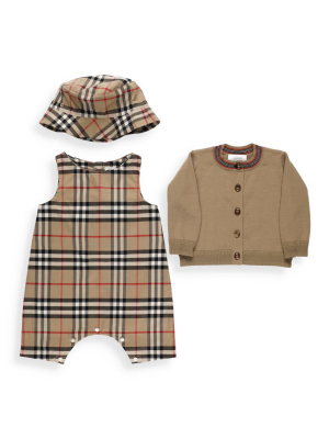 Burberry Kids Vintage Check Three-piece Babygrow Set