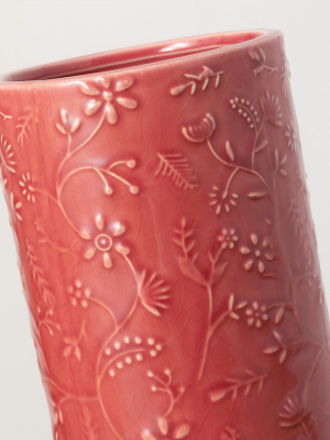 Sullivans Floral Relief Vase 9.75"h Pink