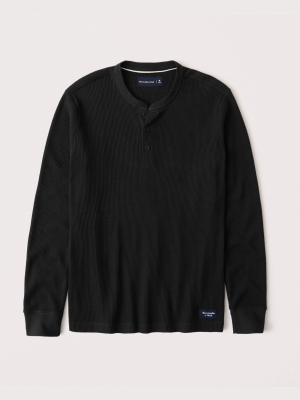 Long-sleeve Waffle Henley