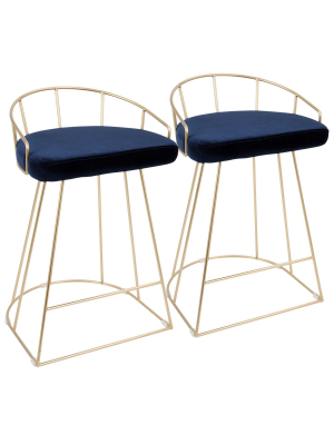 Set Of 2 Lumisource Canary Contemporary Counter Height Barstool Blue