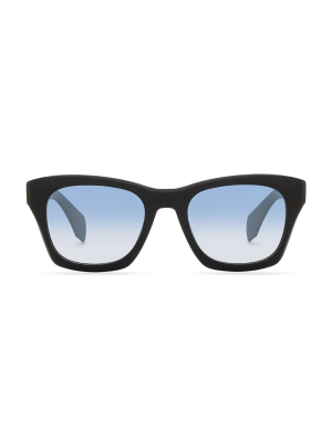 Dean - Matte Black + Aegean Blue Gradient Flash Polarized Sunglasses