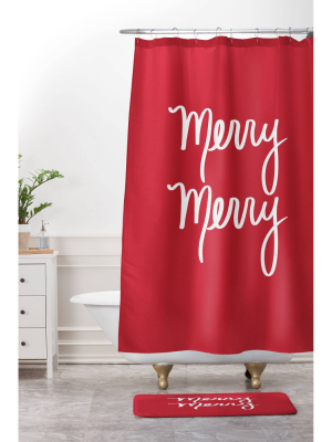 Lisa Argyropoulos Merry Christmas Memory Foam Bath Mat Red - Deny Designs