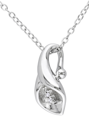 Women's Diamond Pendant Necklace - Silver