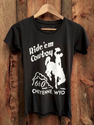 Ride'em Cowboy Women's Vintage Tee Black/white