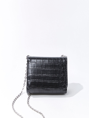 Mini Faux Croc Leather Crossbody Bag