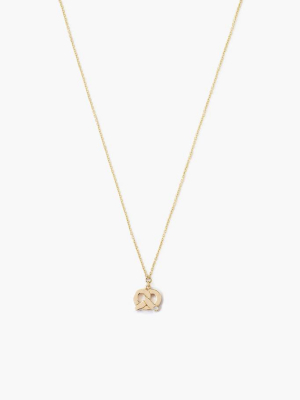 14k Gold Pretzel Necklace With Diamond Inlay