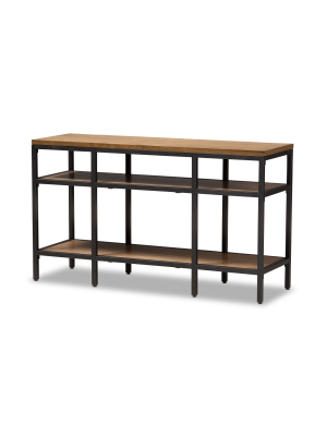 Caribou Rustic Industrial Style Oak Wood And Metal Finished Console Table Black - Baxton Studio