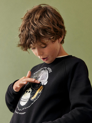 Organic Cotton Sweatshirt With Reversible Sequins