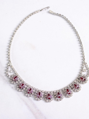 Vintage Ruby Crystal Rhinestones Rhinestone Necklace