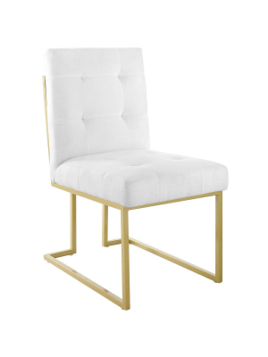 Privy Gold Stainless Steel Upholstered Fabric Dining Accent Chair - Modway