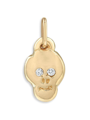 Flat Skull Charm With Diamonds