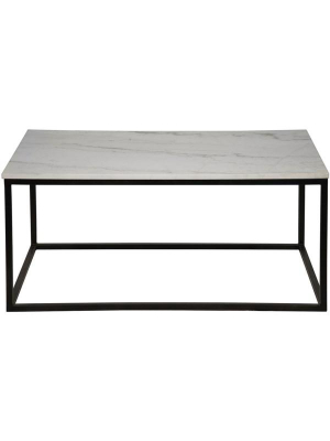 Manning Coffee Table In Black Metal W/ Quartz Top