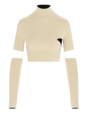 Off-white Colour Block Knitted Crop Top