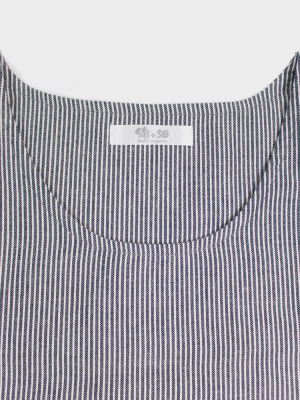 Japanese Apron Button-up Side, Grey And White Shima