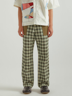 Patchwork Pants In Green Plaid
