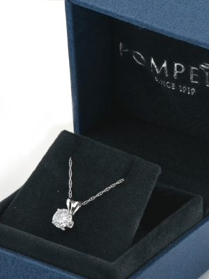 Pompeii3 1/2ct Solitaire Diamond Pendant Necklace 14k White Gold