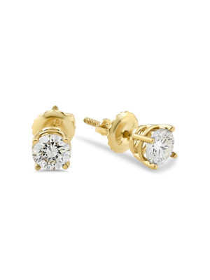 Pompeii3 1/2ct Diamond Studs Screw Back Earrings 14k Yellow Gold