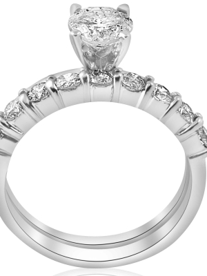 Pompeii3 1 1/10ct Diamond Engagement Wedding Ring Solitaire Set 14k White Gold