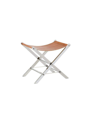 Ryder Stool - Stainless Steel - Tan Leather