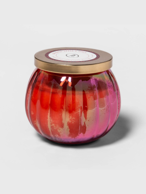 14oz Lidded Iridescent Glass Jar Crushed Apple And Spice Candle - Opalhouse™