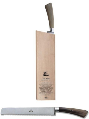 Bread Knife & Block - Ox Horn