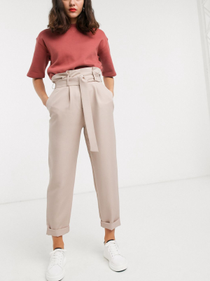 Asos Design D Ring Tapered Pants In Camel