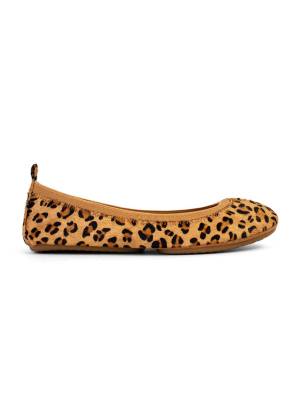 Samara Foldable Ballet Flat In Classic Leopard Calf Hair