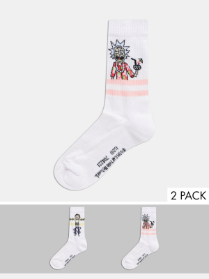 Asos Design Sport Socks With Rick & Morty Design 2 Pack