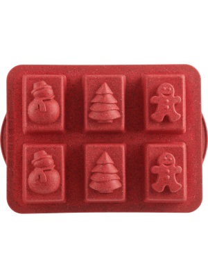Trudeau Silicone Holiday Mini Loaf Pan Red
